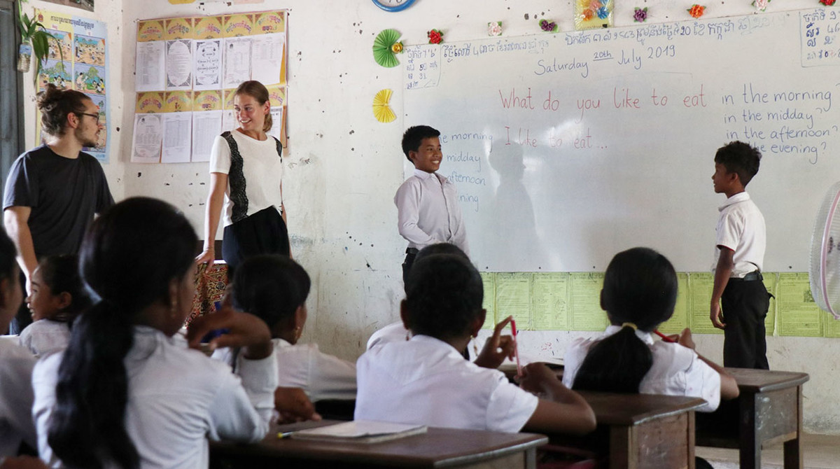 Unterricht an einer Sekundarschule in Kambodscha